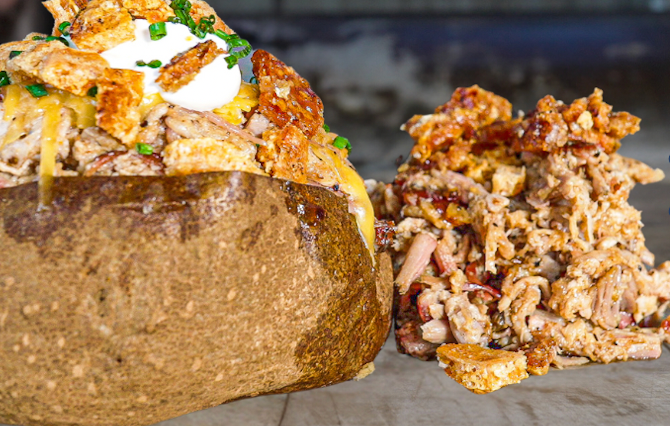 Crispy Pork Loaded Baked Tater!